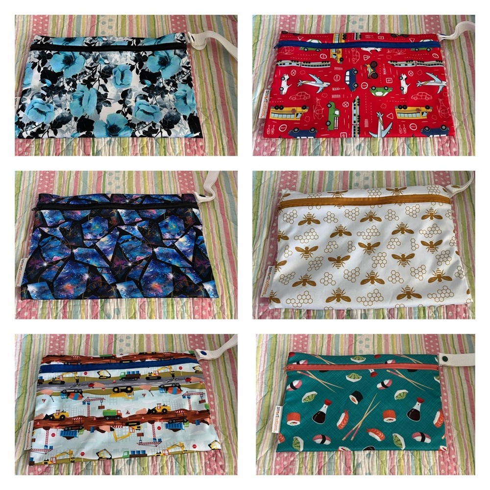 Smart Bottoms Small Wet Bag Lot - 6 Count - 12” x 8”